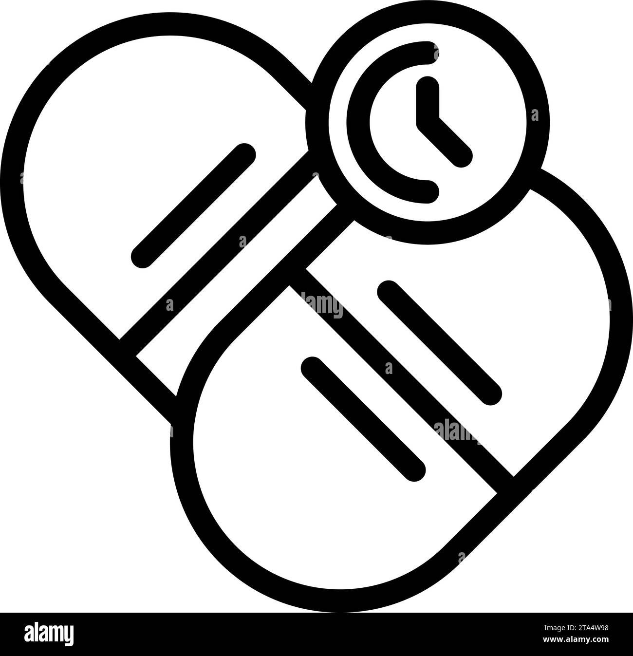 Icona pillola effervescente contorno vettore. Aspirina in polvere vitaminica. Tazza di bibita fredda Illustrazione Vettoriale