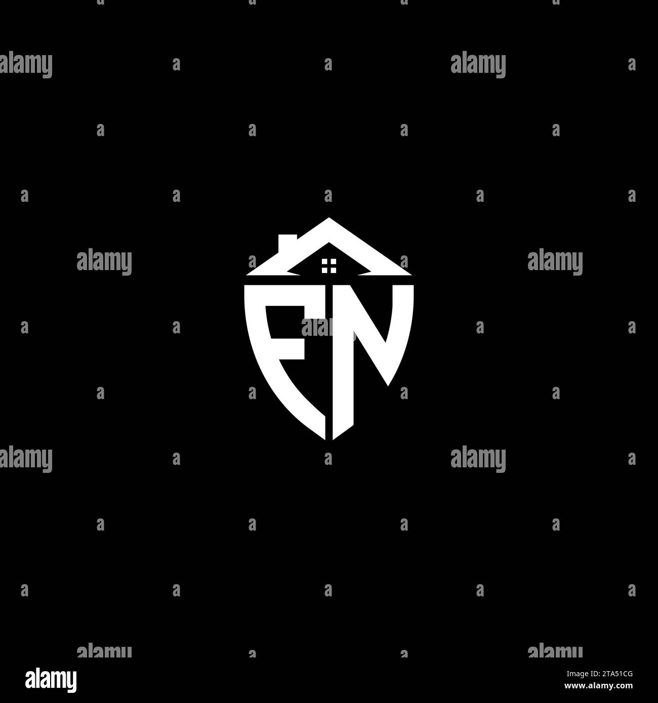 Monogramma con logo scudo premium con iniziali FN e modelli moderni per la casa Illustrazione Vettoriale