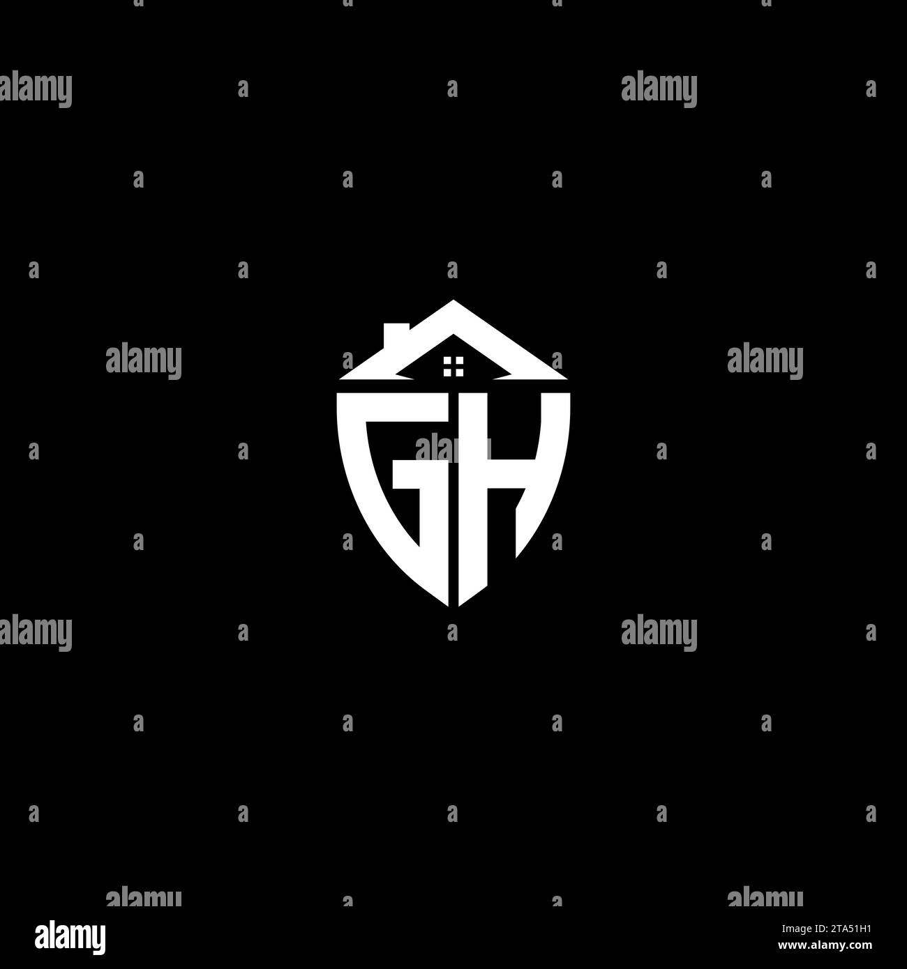 Monogramma con logo scudo premium con iniziali GH e modelli moderni per la casa Illustrazione Vettoriale