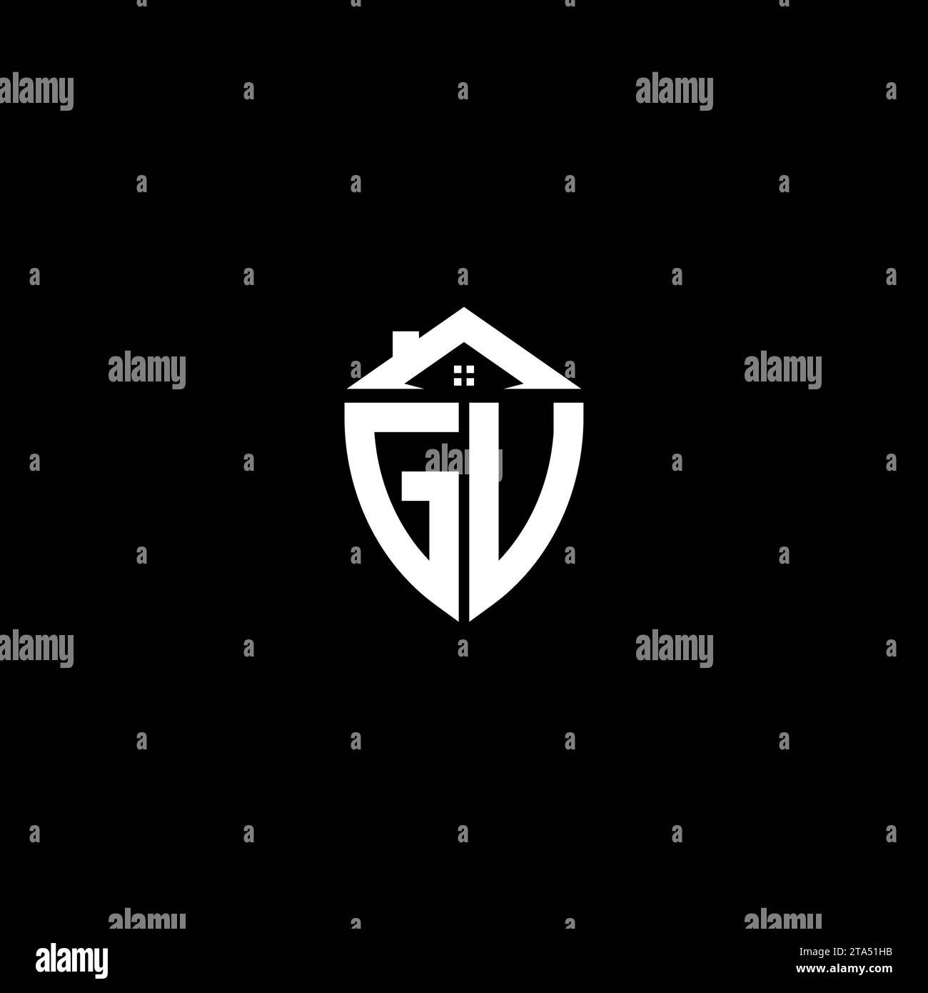 Monogramma con logo scudo premium con iniziali GV e modelli moderni per la casa Illustrazione Vettoriale