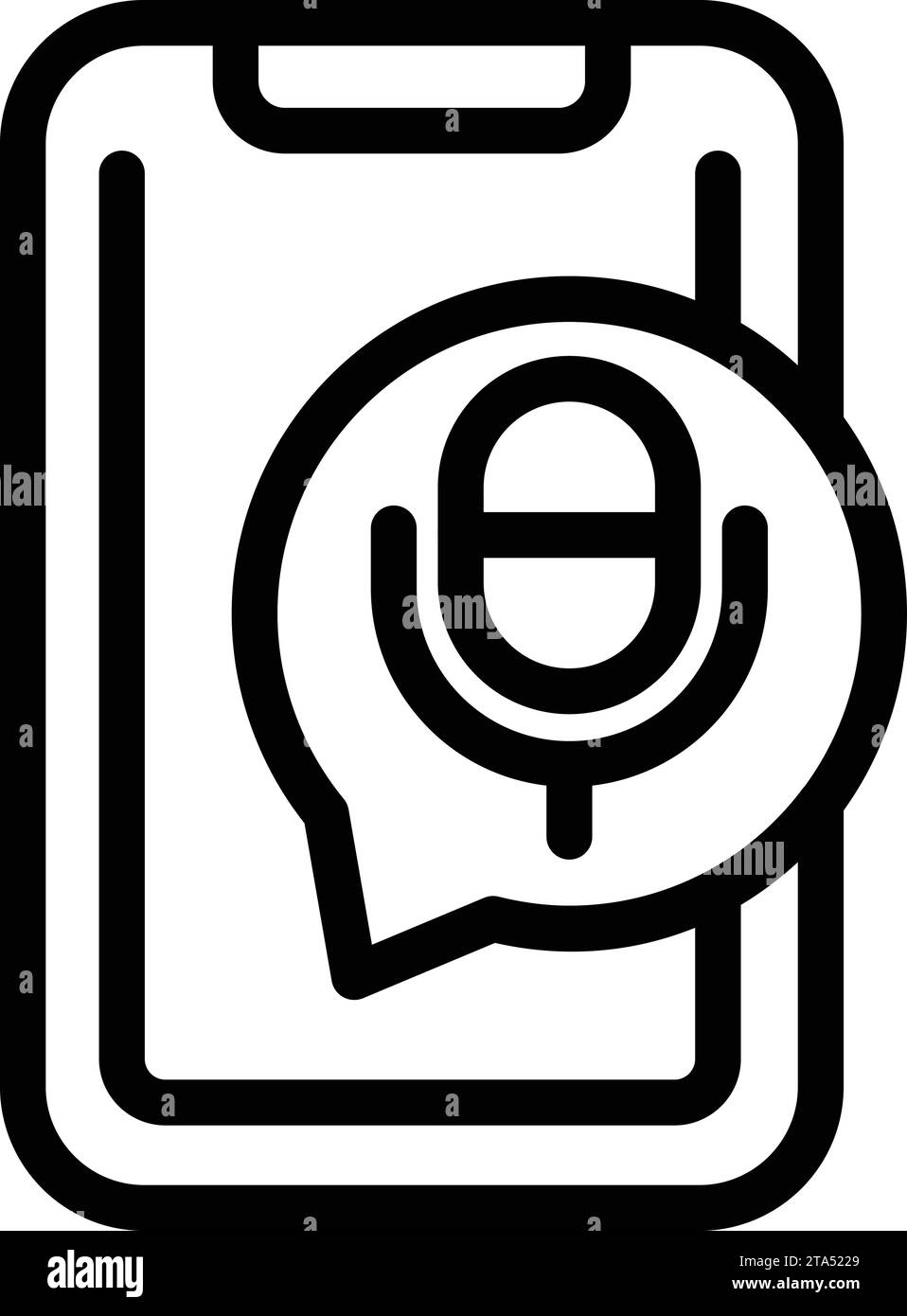 Icona Phone Virtual Assistant (Assistente virtuale telefono) per delineare il vettore. Comando vocale. Bot di intelligenza artificiale Illustrazione Vettoriale