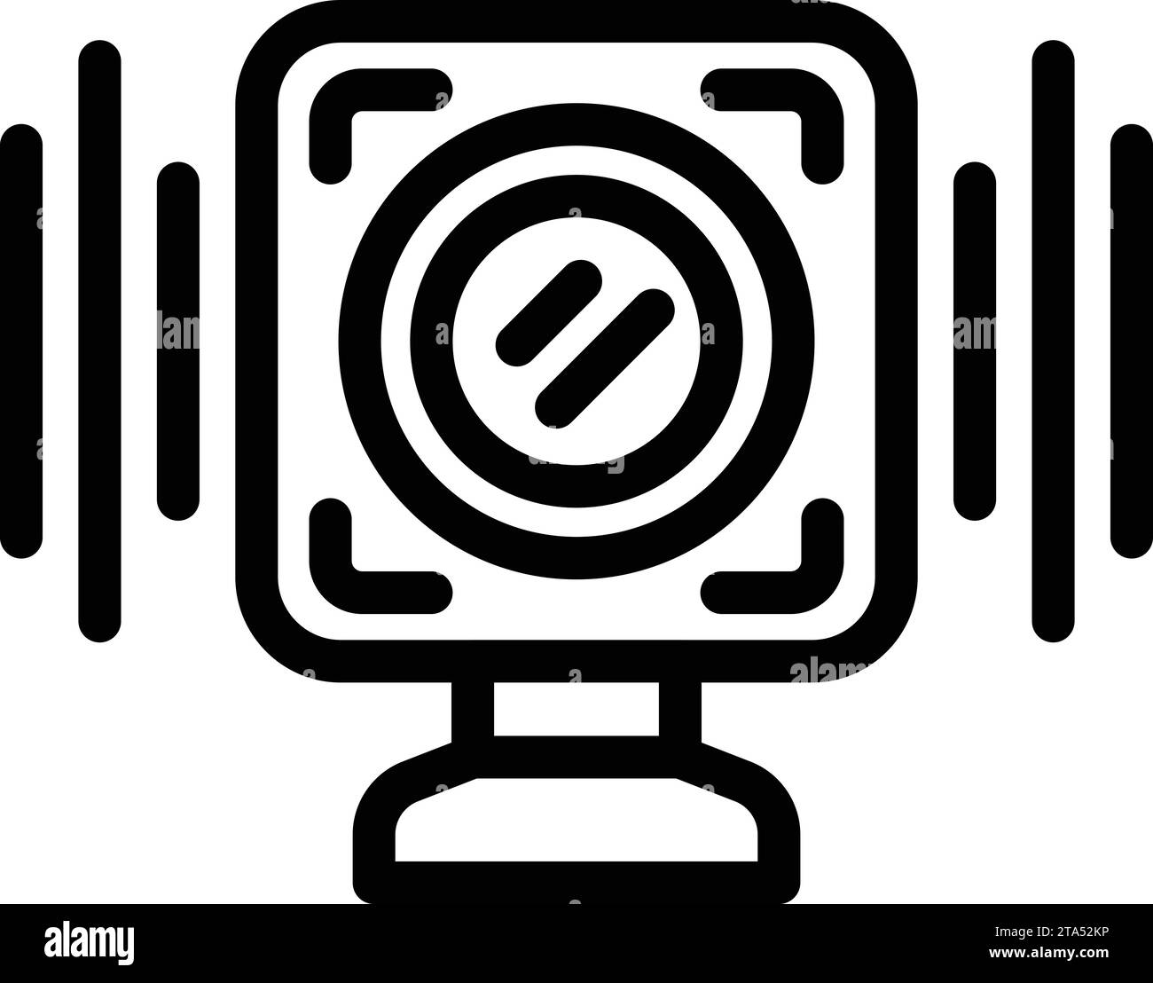 Icona altoparlante intelligente per la musica, vettore di contorno. Audio agente loquativo. Dispositivo di automazione domestica Illustrazione Vettoriale