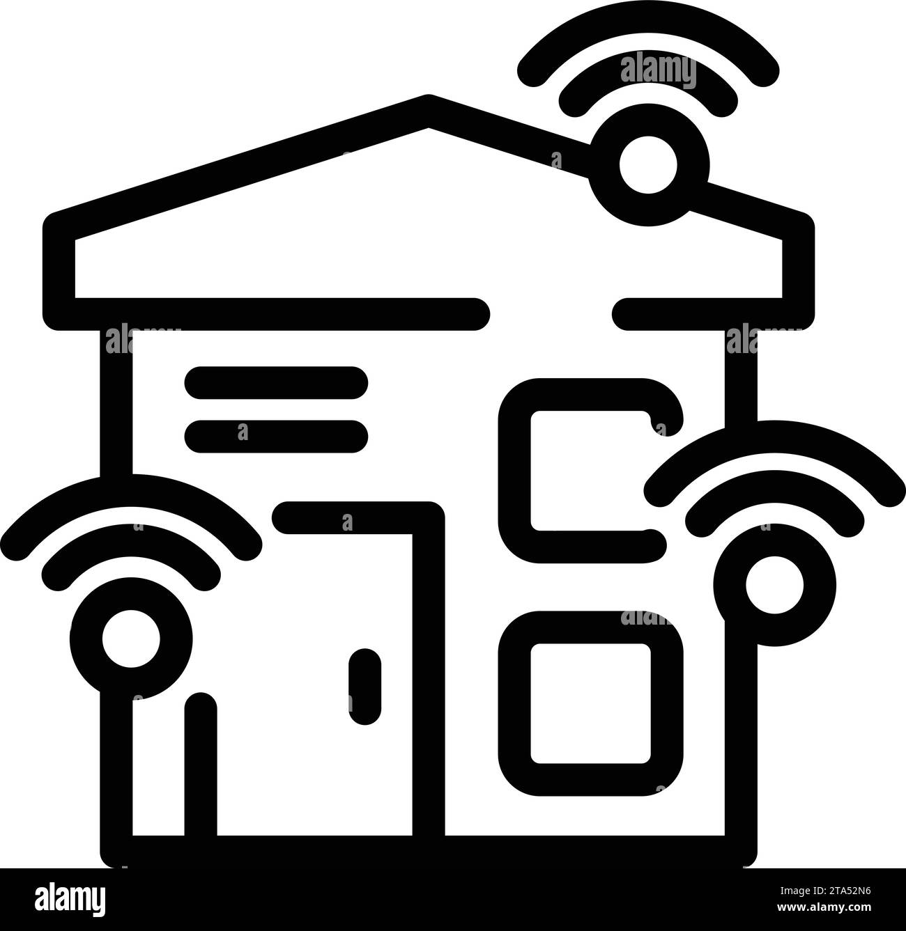 Icona Smart Wireless Home per delineare il vettore. Sistema di comando vocale. Centro interattivo di intelligenza artificiale Illustrazione Vettoriale