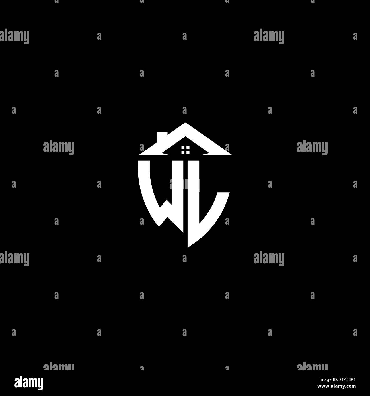 Monogramma con logo scudo premium con iniziali WL e modelli moderni per la casa Illustrazione Vettoriale