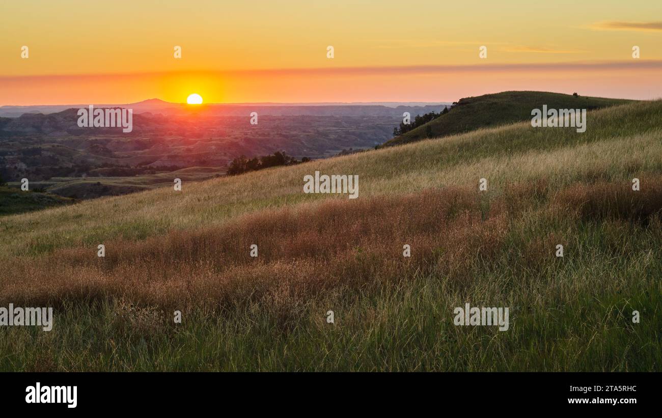 Praterie del Theodore Roosevelt National Park nel North Dakota Foto Stock