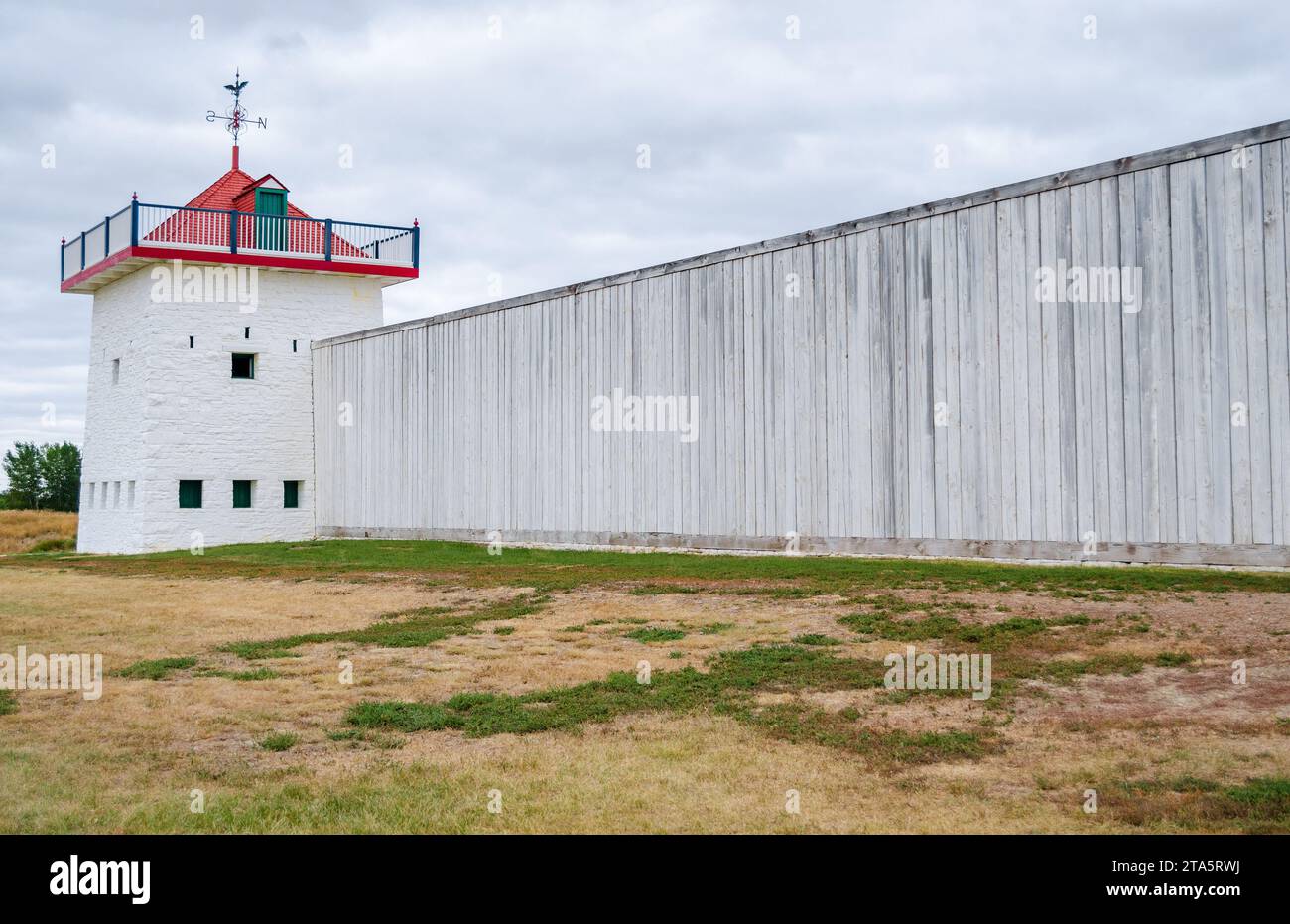 Sito storico nazionale del Fort Union Trading Post, ricostruzione parziale del famoso Fur Trading Post sull'Upper Missouri River Foto Stock