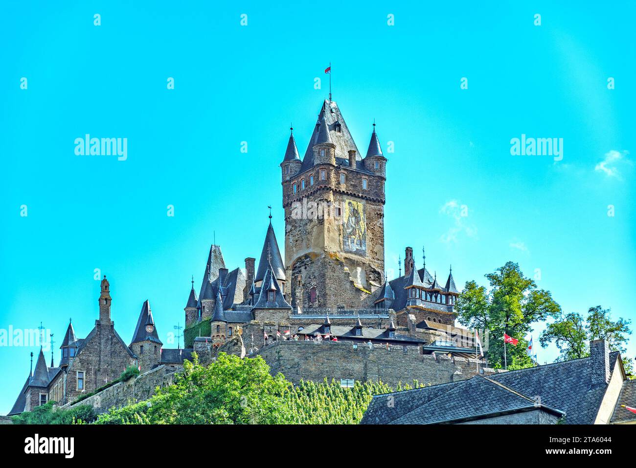 Cochem, simbolo del castello imperiale, in Renania-Palatinato, Germania Foto Stock