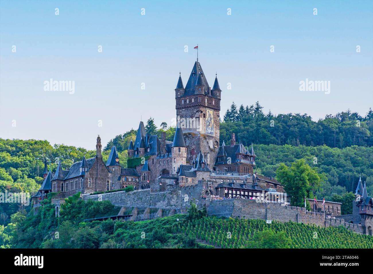 Cochem, simbolo del castello imperiale, in Renania-Palatinato, Germania Foto Stock