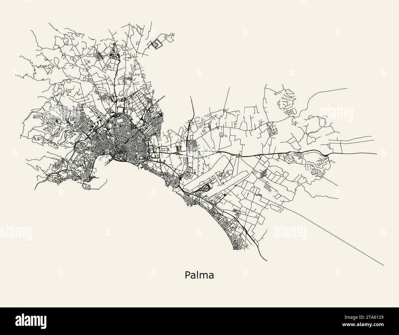 Vector City Road MAP di Palma, Spagna Illustrazione Vettoriale