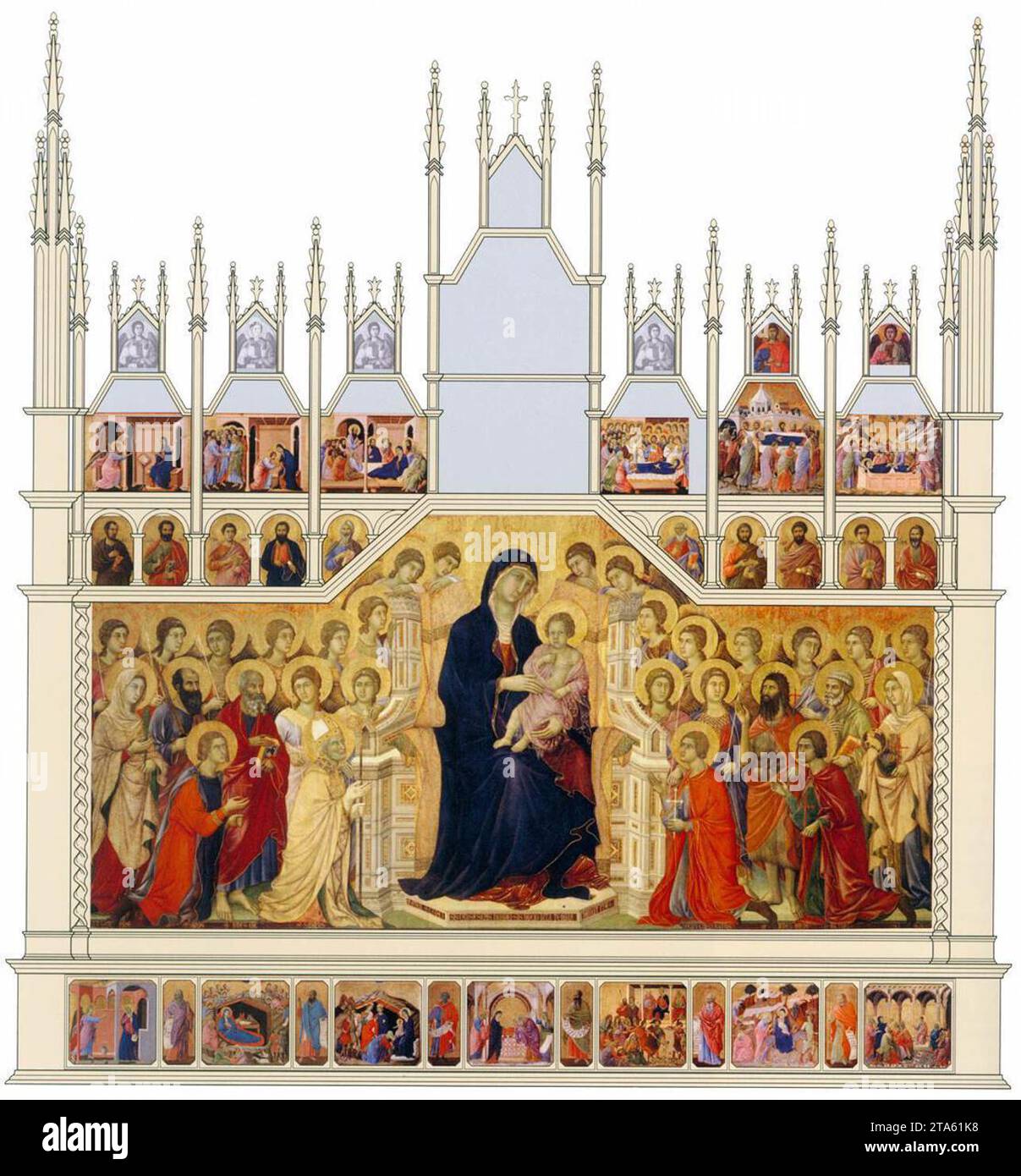 Ricostruzione del Maestà (fronte) - di Duccio di Buoninsegna Foto Stock