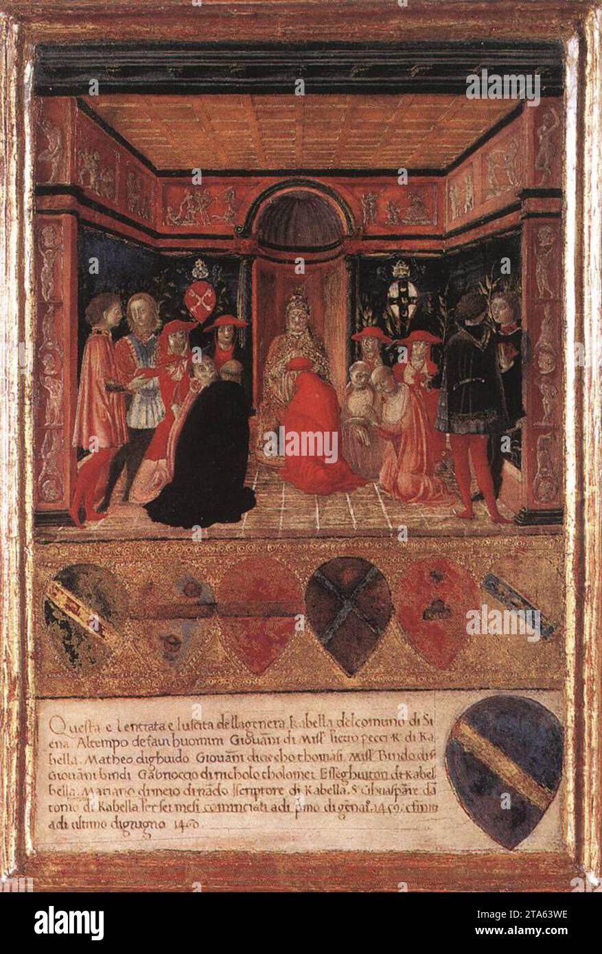 Papa Pio II nomina il cardinale suo nipote 1460 di Francesco di Giorgio Martini Foto Stock