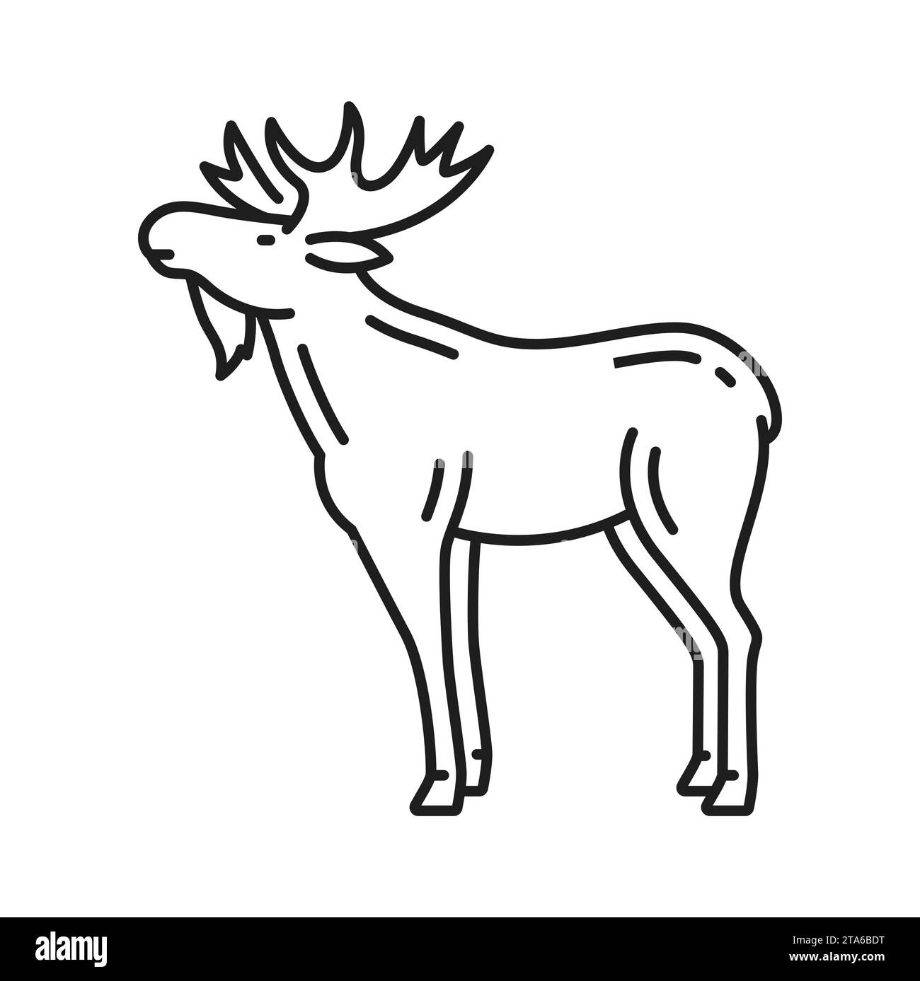 L'alce più grande di cervi con corna di animali isolati wapiti Svezia animale sottile simbolo di contorno. Alce vettoriali o renne. Grande cervo svedese con corna Illustrazione Vettoriale