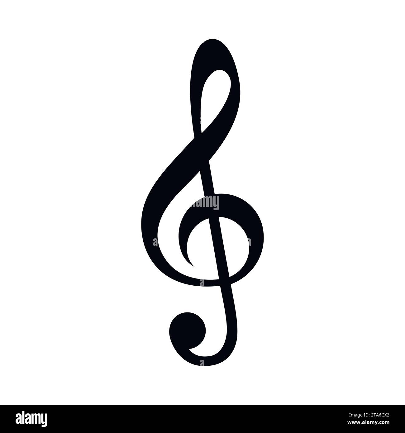 Icona TREBLE CLEF nota musicale isolata su sfondo bianco. Illustrazione vettoriale Illustrazione Vettoriale