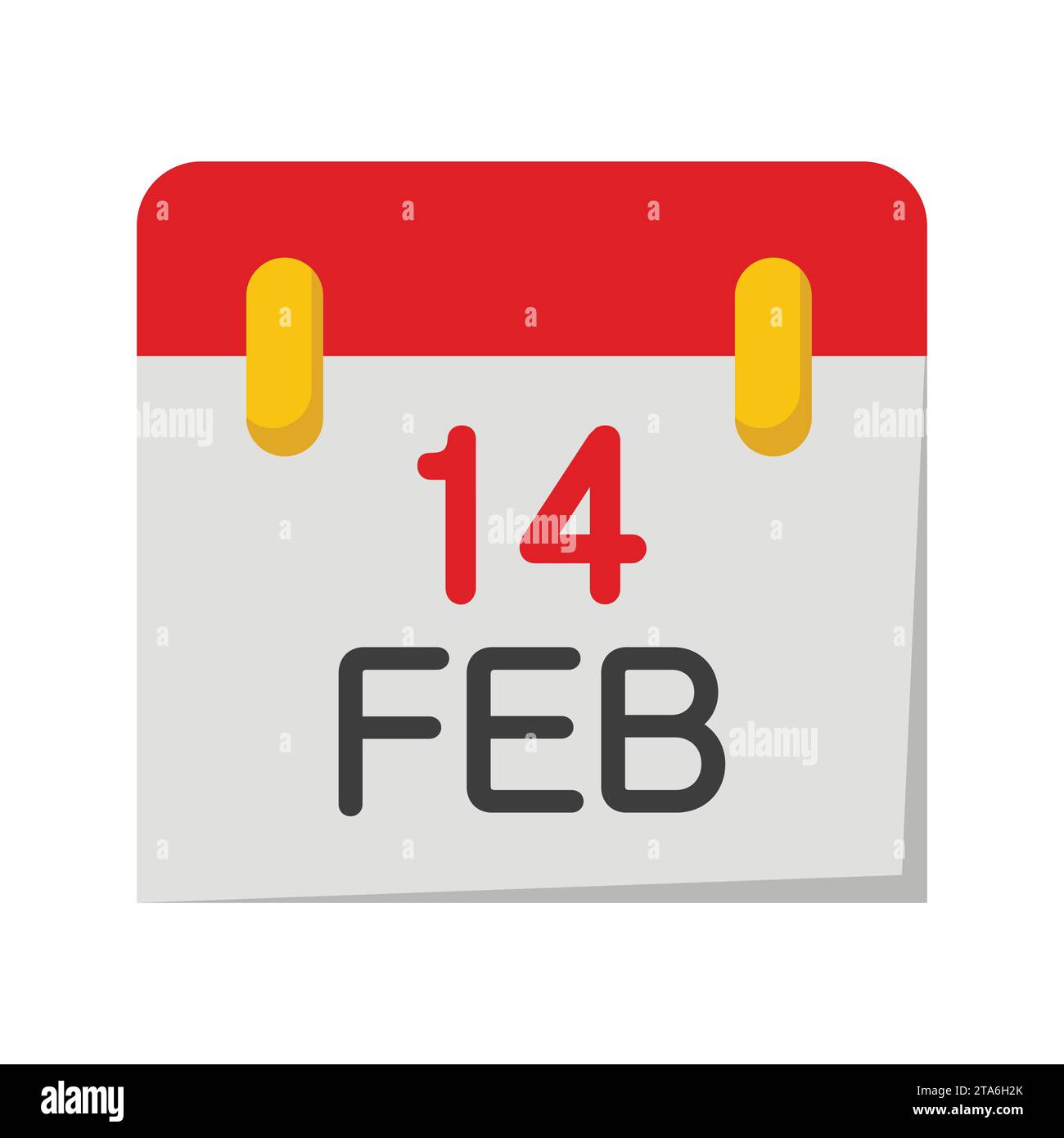 Icona del calendario del 14 febbraio isolata su sfondo bianco, illustrazione vettoriale di San Valentino. Illustrazione Vettoriale