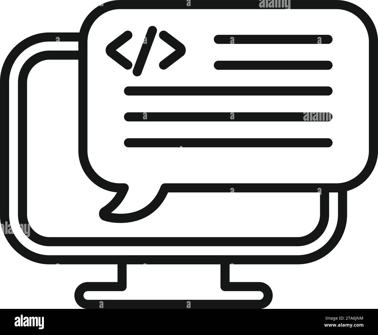 L'icona del codice api Web delinea il vettore. Server Internet. Integrazione Web digitale Illustrazione Vettoriale