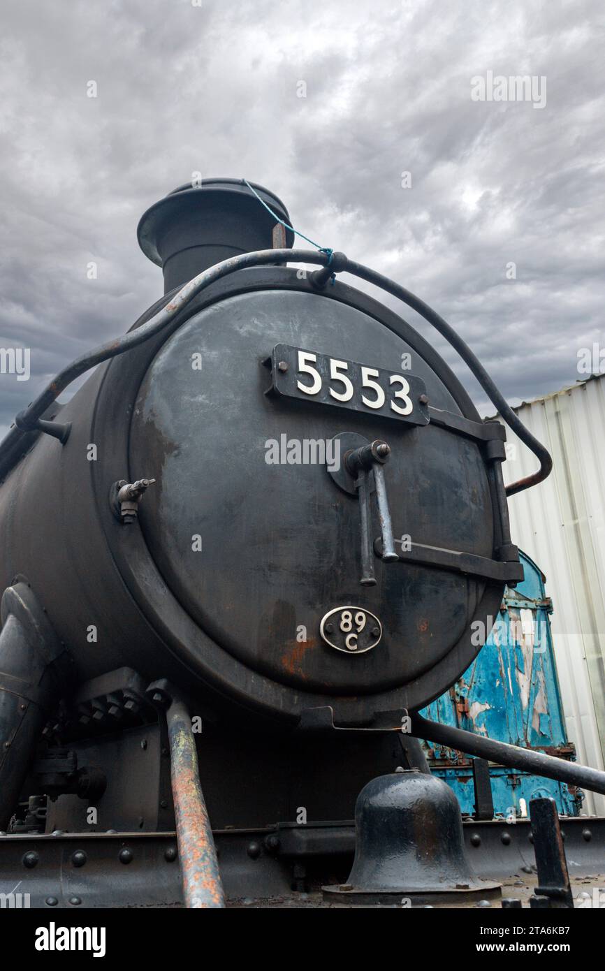 Locomotiva a vapore 5553 al Crewe Heritage Centre nel 2015. Foto Stock