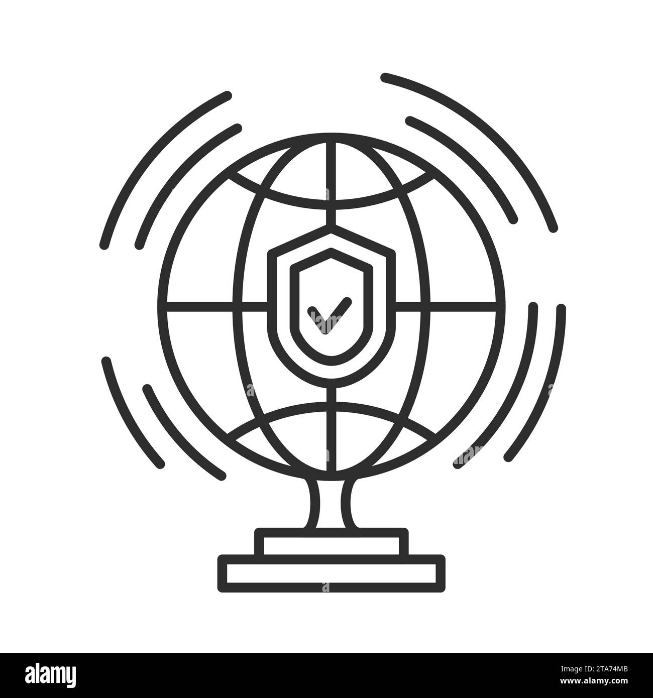 Concetto globale di sicurezza informatica su Internet. Illustrazione Vettoriale