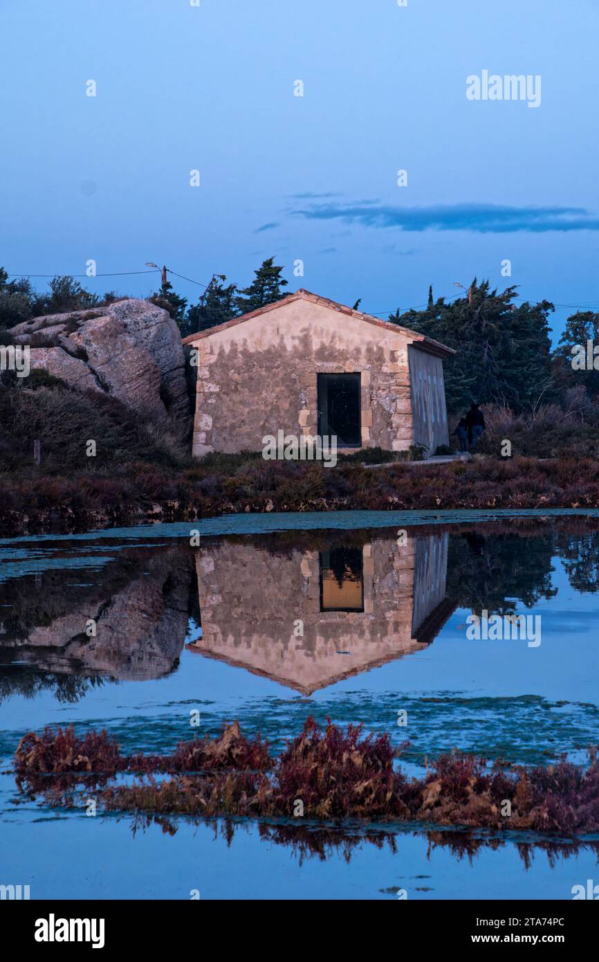 série de photos pries en fin de journée à l'automne à Peryac de mer (Aude) et au bord de l'étang de Bages-Sigean Foto Stock