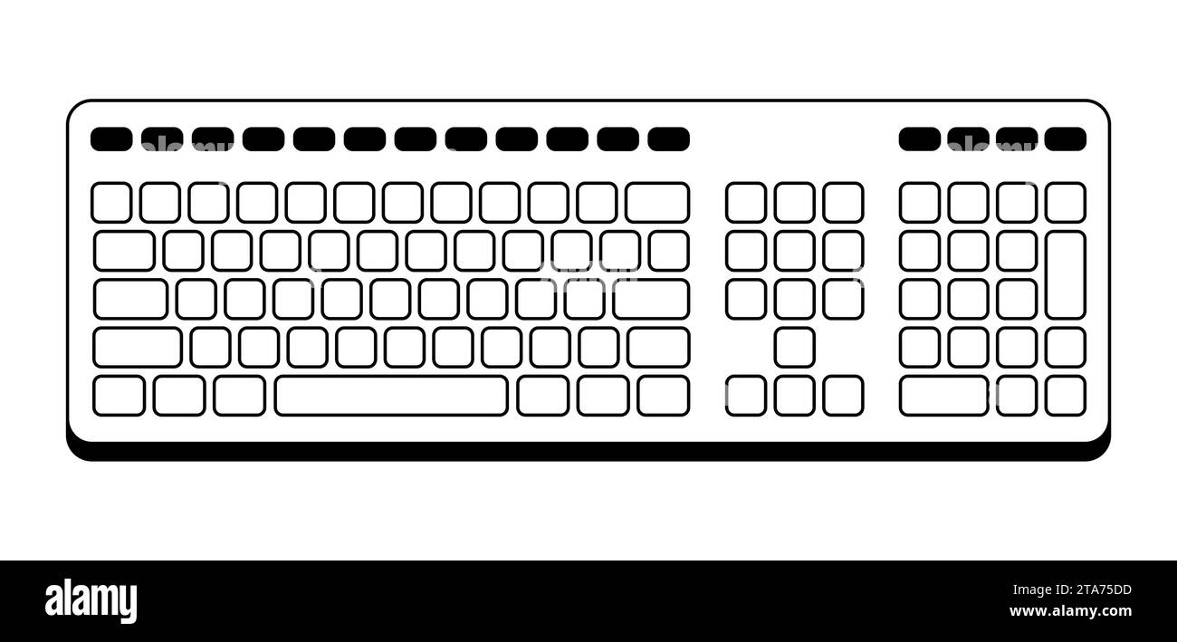 Immagine della tastiera. Apparecchiature informatiche e dispositivo di lavoro. Illustrazione Vettoriale