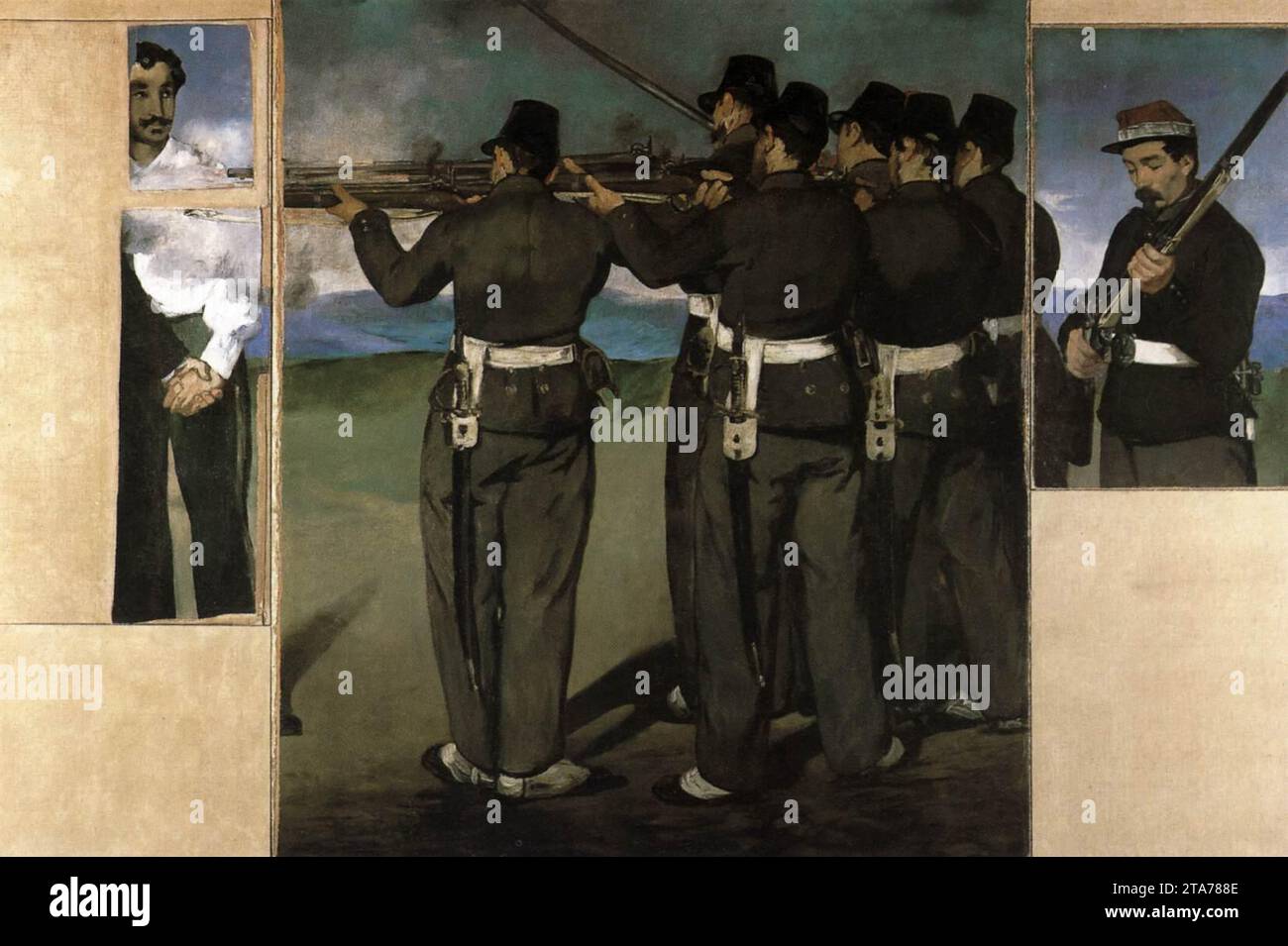 L'esecuzione dell'imperatore Massimiliano del Messico (quattro frammenti) 1867 da Edouard Manet Foto Stock