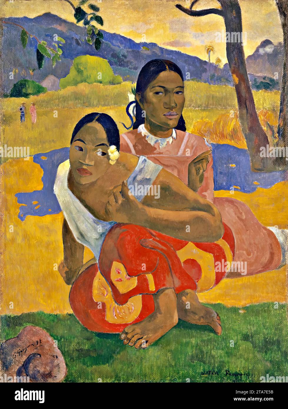Nafea Faaipoipo (quando sei sposata?), 1892 (olio su tela) dell'artista Gauguin, Paul (1848-1903) / francese. Illustrazione Vettoriale
