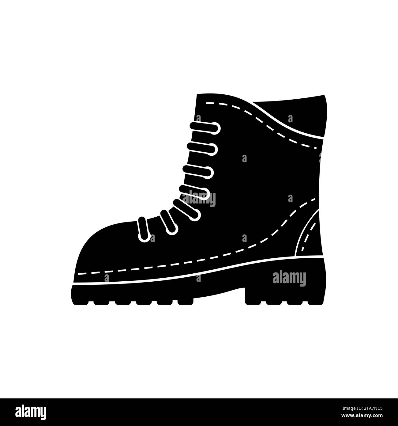 Icona di boot hiking isolata su sfondo bianco. Scarpe militari dell'esercito. Illustrazione vettoriale Illustrazione Vettoriale