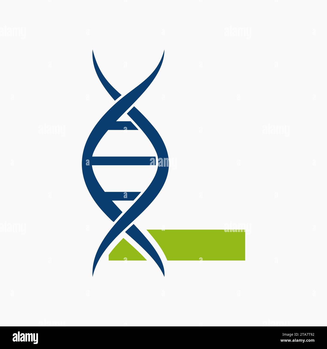 Logo DNA sulla lettera L, logotipo di genetica, simbolo di medicina Illustrazione Vettoriale
