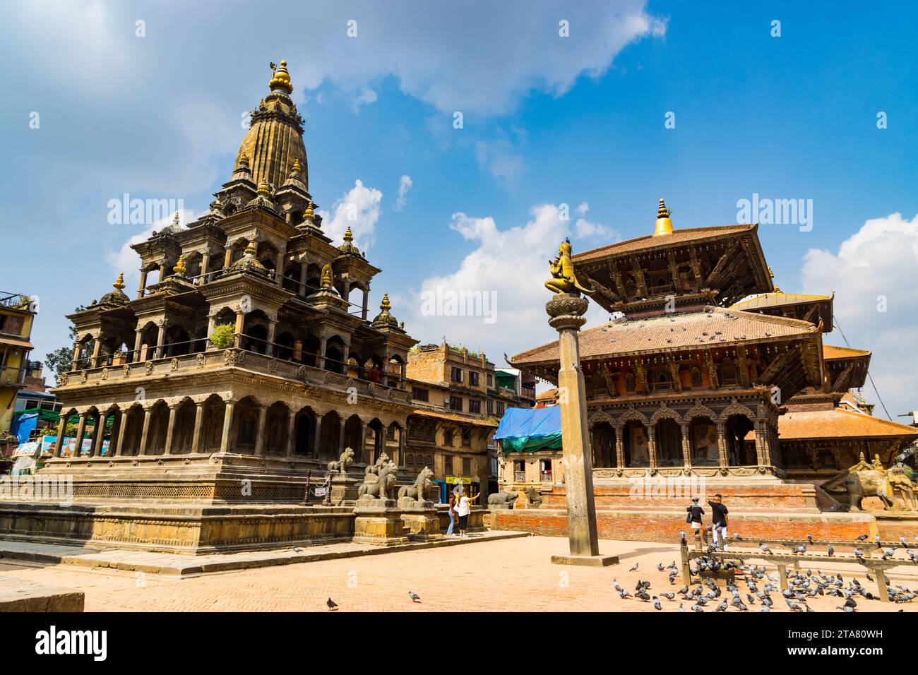 Tempio di Krishna e Piazza Patan Durbar, patrimonio dell'umanità dell'UNESCO, a Lalitpur, Nepal Foto Stock