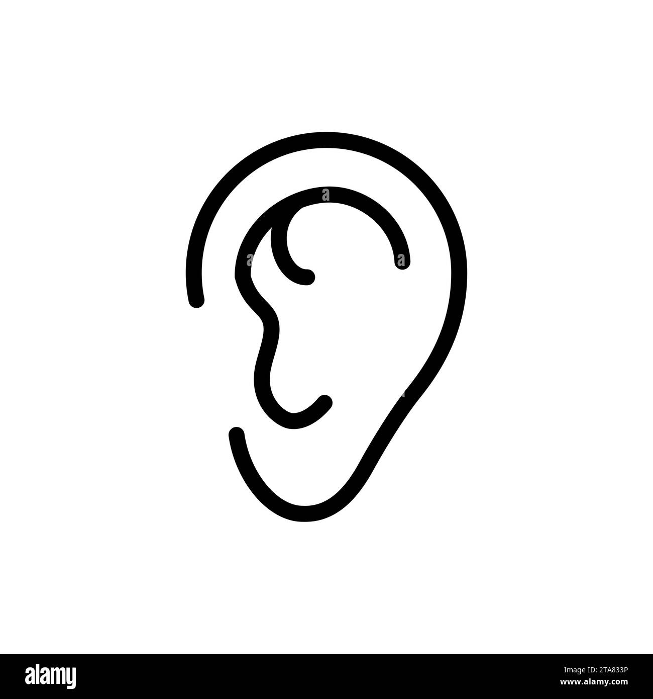 Icona auricolare isolata su sfondo bianco, icona a linea semplice simbolo acustico illustrazione vettoriale. Illustrazione Vettoriale