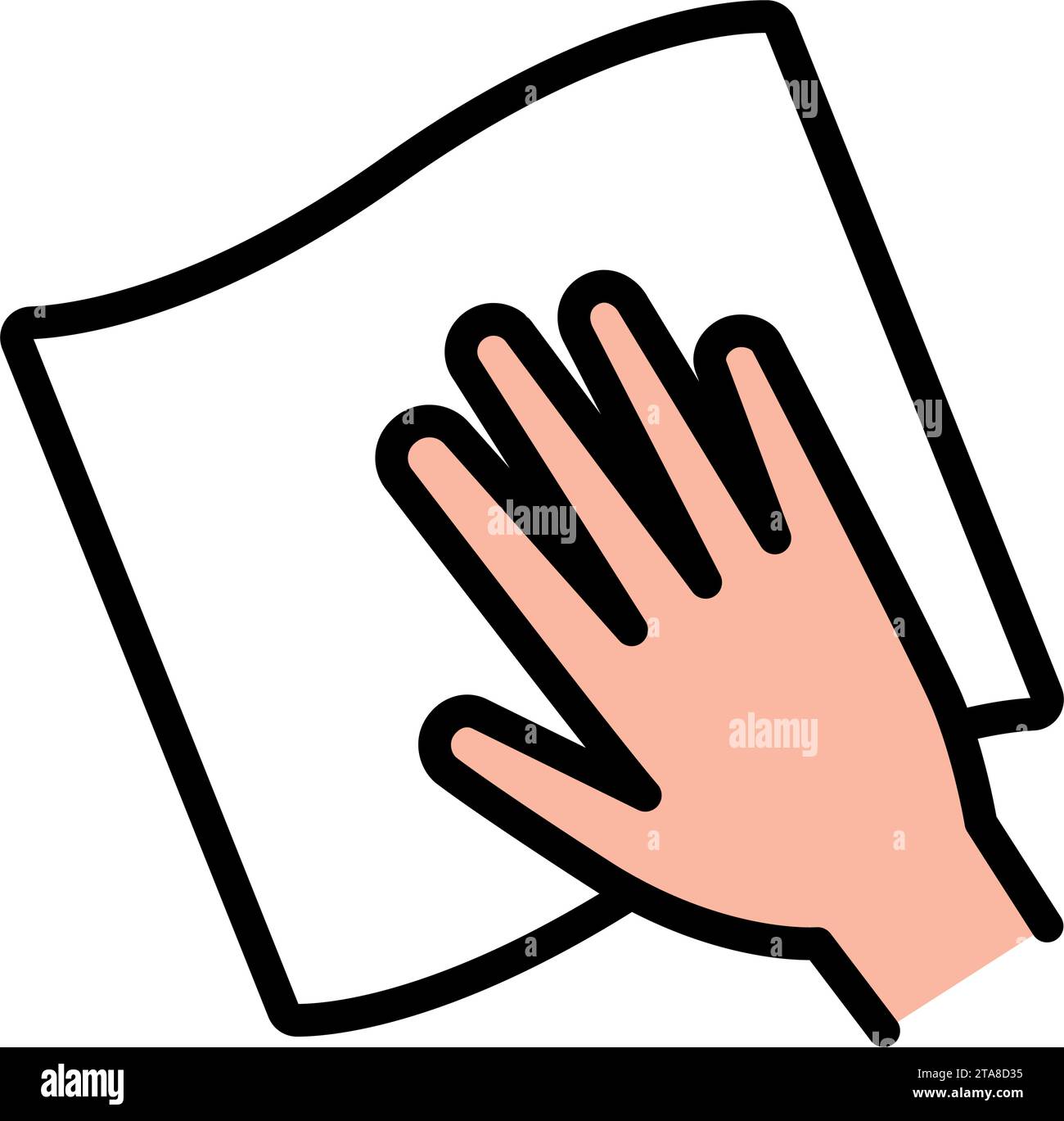 Icona del colore del tovagliolo per la pulizia. Panno per la pulizia dei finestrini. Illustrazione di stile semplice. Pulizia delle superfici, disinfezione. Disegno del contorno isolato dal vettore. Illustrazione Vettoriale