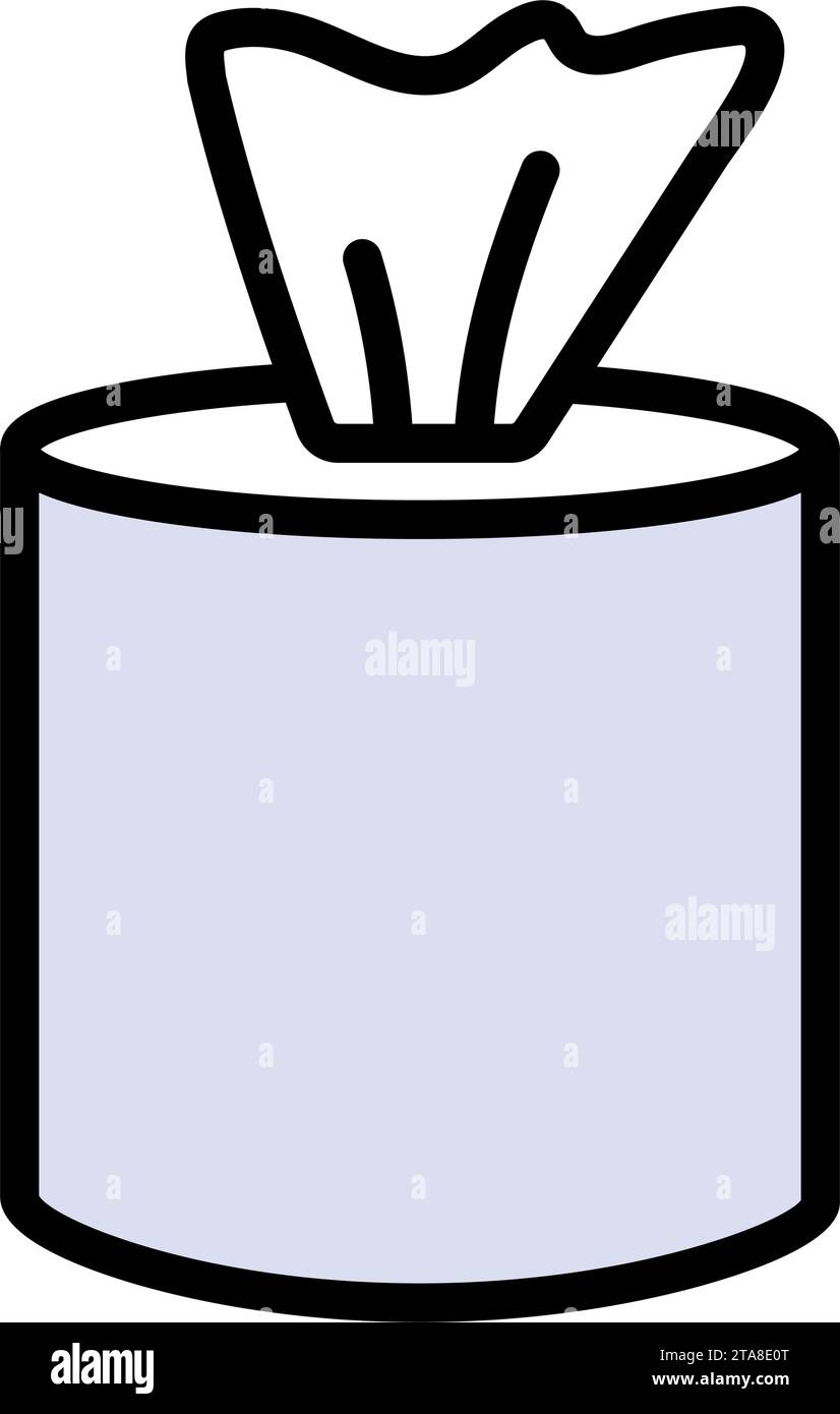 Vettore dell'icona del contenitore del rullo per tessuti. Cartello di colore carta bagnata. Salvietta per tovaglioli. Disegno piatto isolato dal vettore. Illustrazione Vettoriale