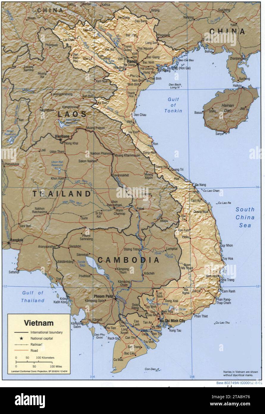 Rilievo ombreggiato in Vietnam. Foto Stock