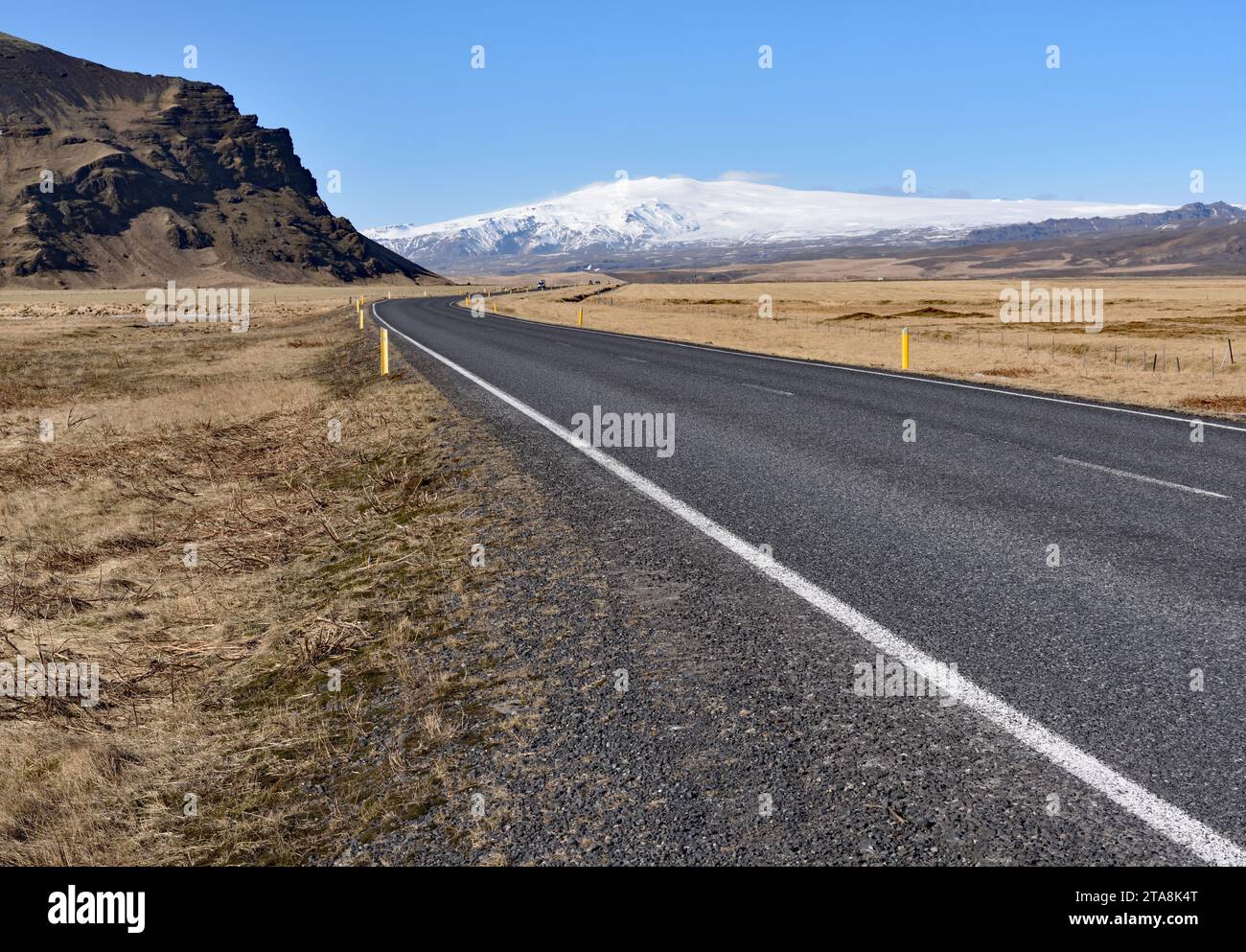 Verso Eyjafallajokull lungo la Route 1 nell'Islanda meridionale Foto Stock
