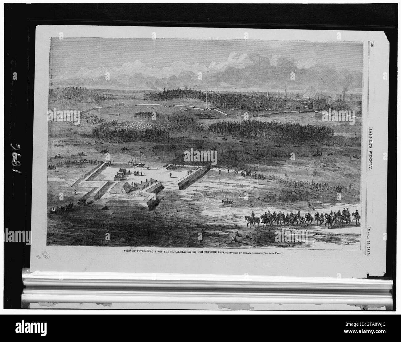 Veduta di Petersburg dalla stazione di segnalazione sulla nostra estrema sinistra - disegnata da Horace Heath. Foto Stock