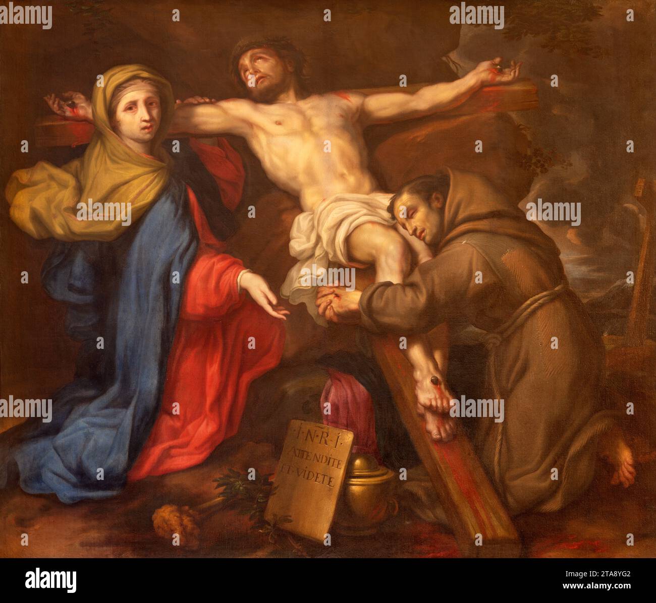 VICENZA, ITALIA - 5 NOVEMBRE 2023: Il dipinto della Vergine Maria e di San Antonio da Padova con il Gesù sulla croce nella Cattedrale Foto Stock