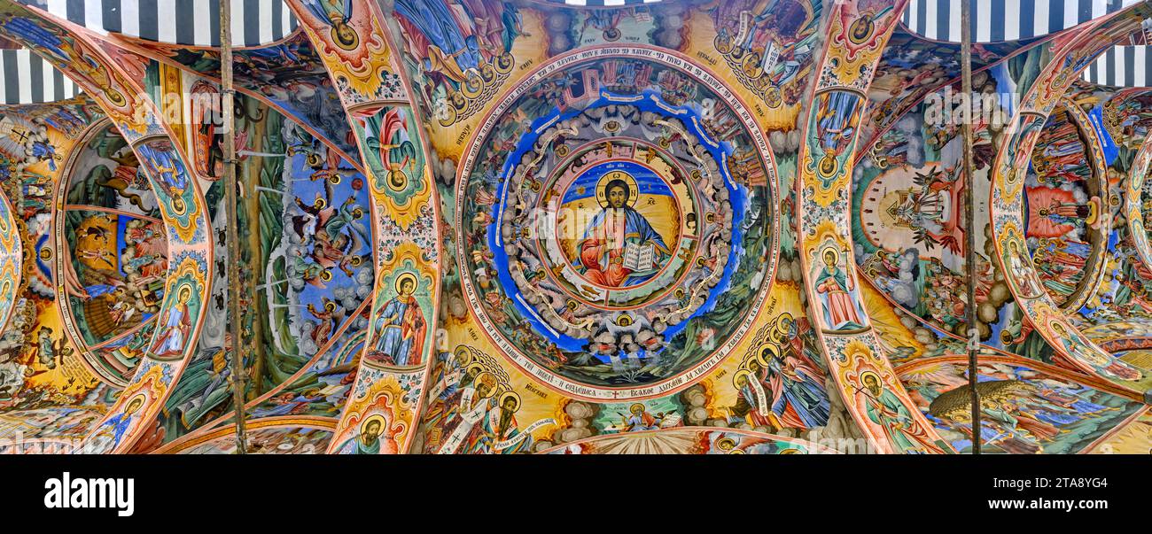 Dipinti nel monastero di Rila, Bulgaria Foto Stock