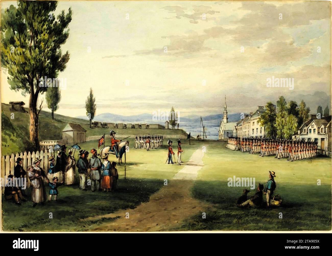 Vista dell'Esplanade e delle fortificazioni di Quebec. Foto Stock