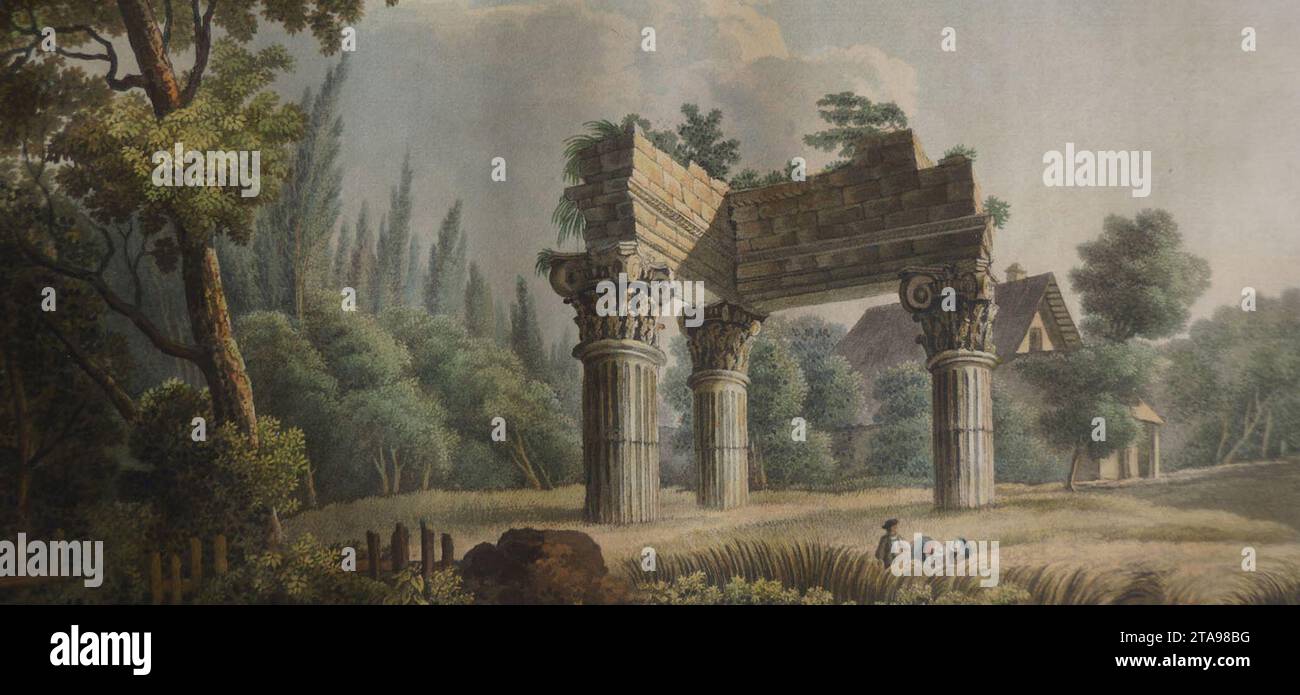 Viktor Heideloff, Drei Säulen des Donnernden Jupiter und Römisches Wirtshaus. Foto Stock