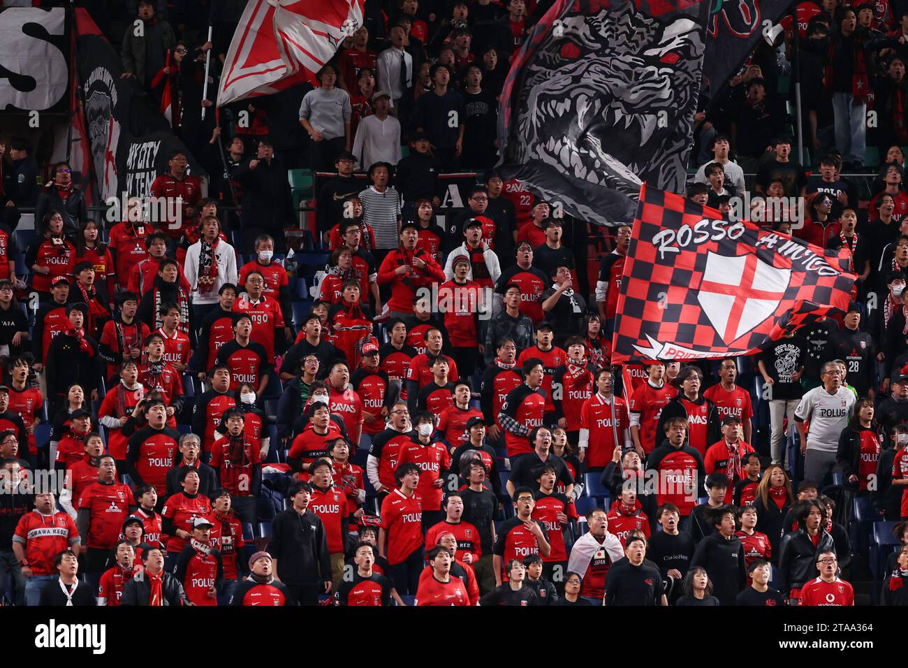 Saitama, Giappone. 29 novembre 2023. Urawa Red Diamonds Fans Football/Soccer : AFC Champions League 2023-24 fase a gironi tra Urawa Red Diamonds 2-1 Wuhan Three Towns Football Club al Saitama Stadium 2002 a Saitama, Giappone . Crediti: Naoki Morita/AFLO SPORT/Alamy Live News Foto Stock