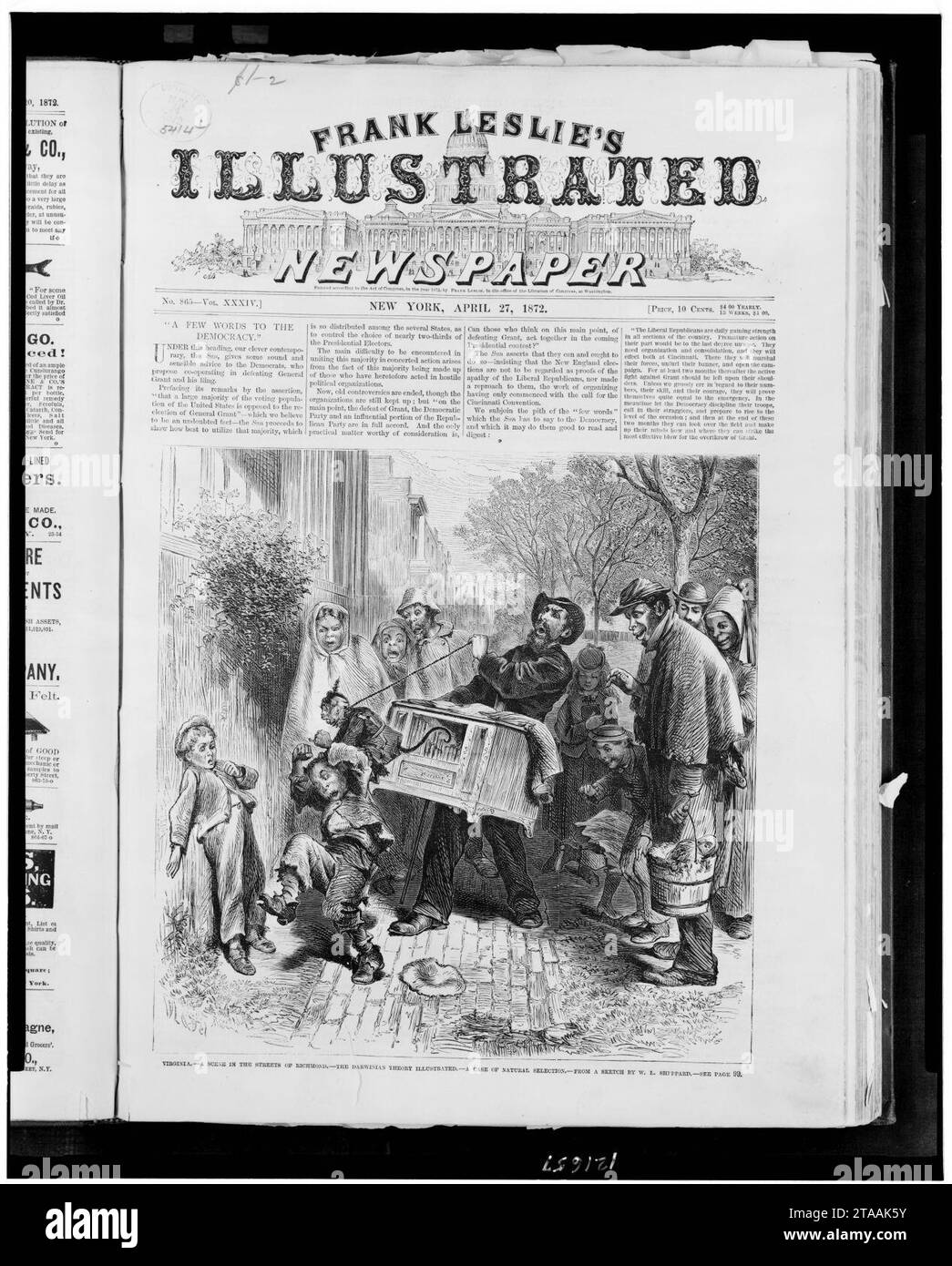 Virginia - una scena per le strade di Richmond - la teoria darwiniana illustrata - un caso di selezione naturale - da uno schizzo di W.L. Sheppard. Foto Stock