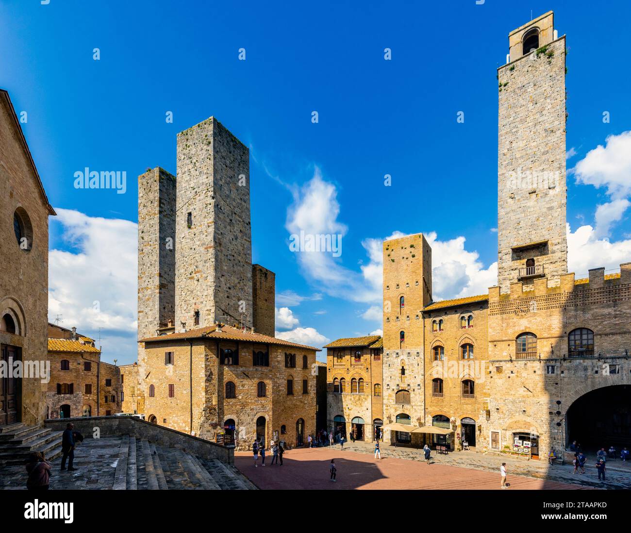 Piazza del Duomo, San Gimignano, Toscana, Italia Foto Stock