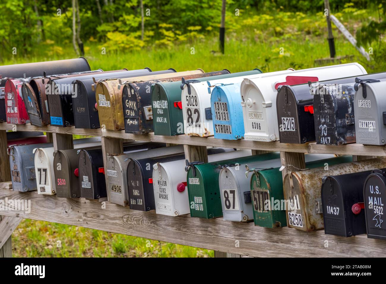 Cassette postali via strada, Michigan, Stati Uniti Foto Stock