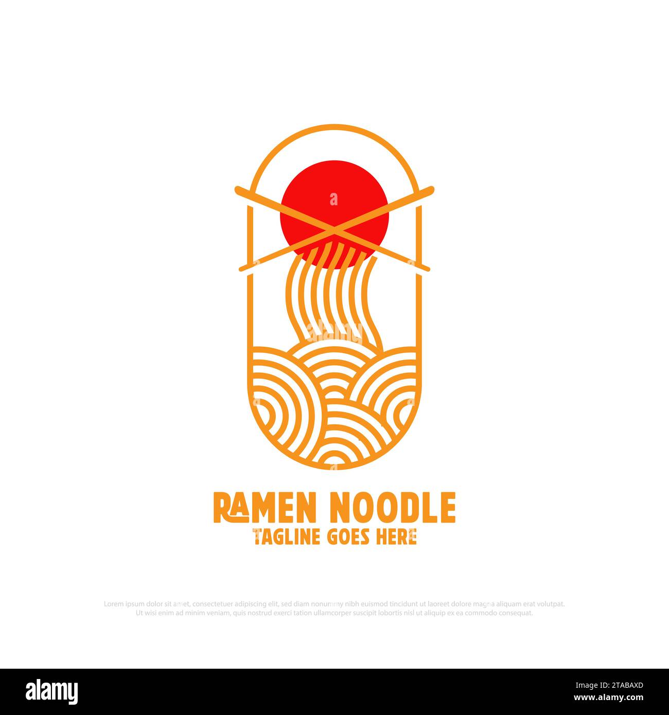 delinea il vettore di design del logo pasta, icona del logo ramen per alimenti e bevande illustrazione vettoriale, modello del logo del ristorante giapponese Illustrazione Vettoriale