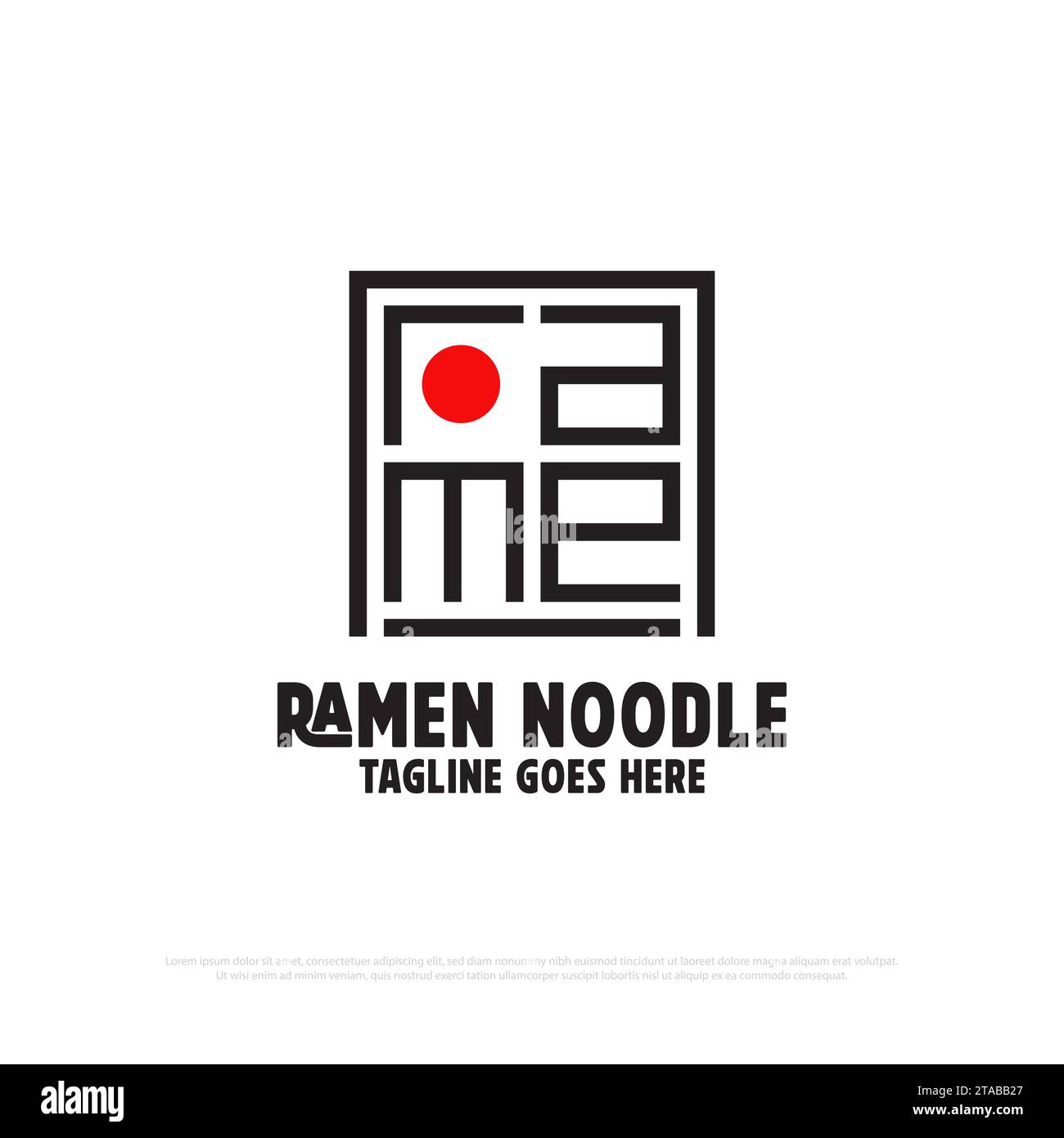 Simbolo del logo Ramen noodle, simbolo del logo di cibo e bevande, illustrazione vettoriale, ideale per l'idea del logo di un ristorante giapponese Illustrazione Vettoriale