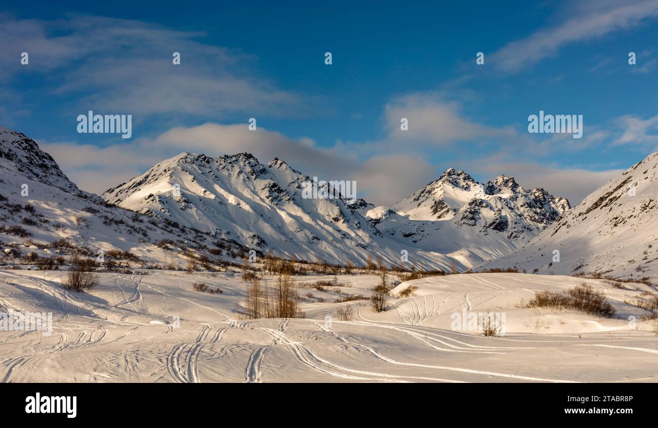 Talkeetna Mountains e Archangel Valley, Hatcher Pass, Alaska Foto Stock