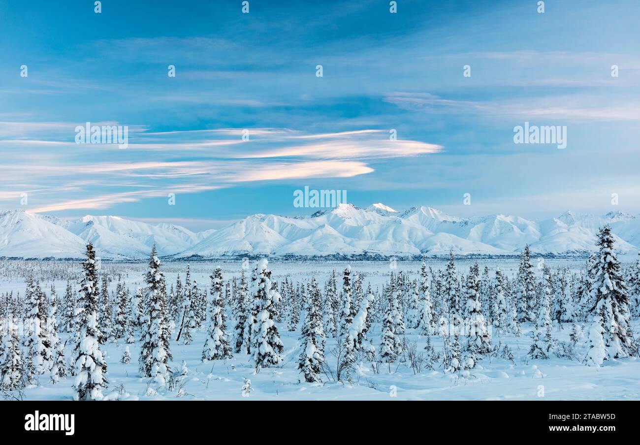 Vista sui monti Chugach, Alaska Foto Stock