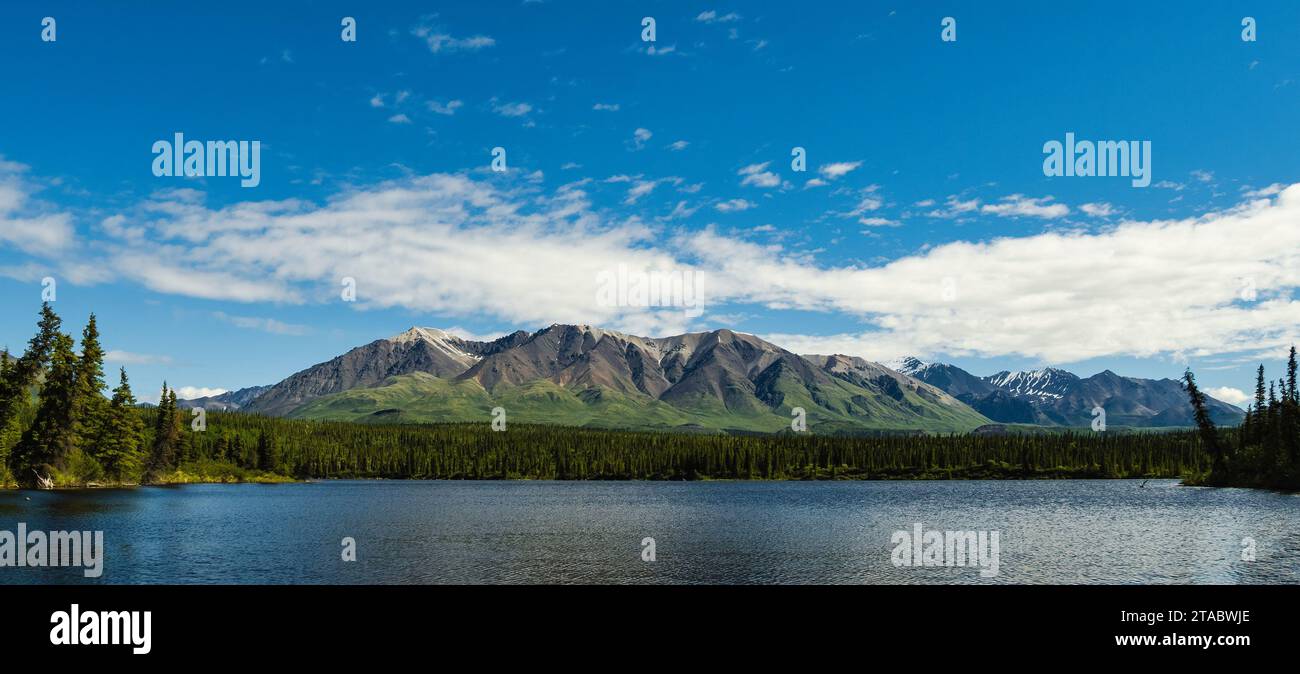 Twin Lakes e Mentasta Mountains in Wrangell-St Elias National Park, Alaska Foto Stock