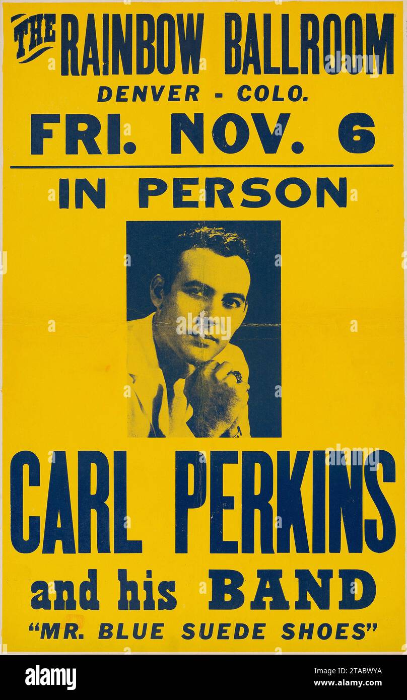 Poster da concerto d'epoca "Mr. Blue Suede Shoes" Carl Perkins 1959 Foto Stock