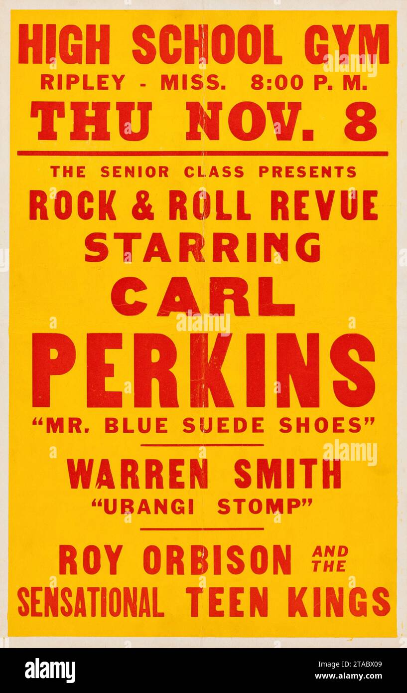 High School Gym - Rock and Roll Revue con Carl Perkins "Mr Blue Suede Shoes", Warren Smith, Roy Oribison Foto Stock