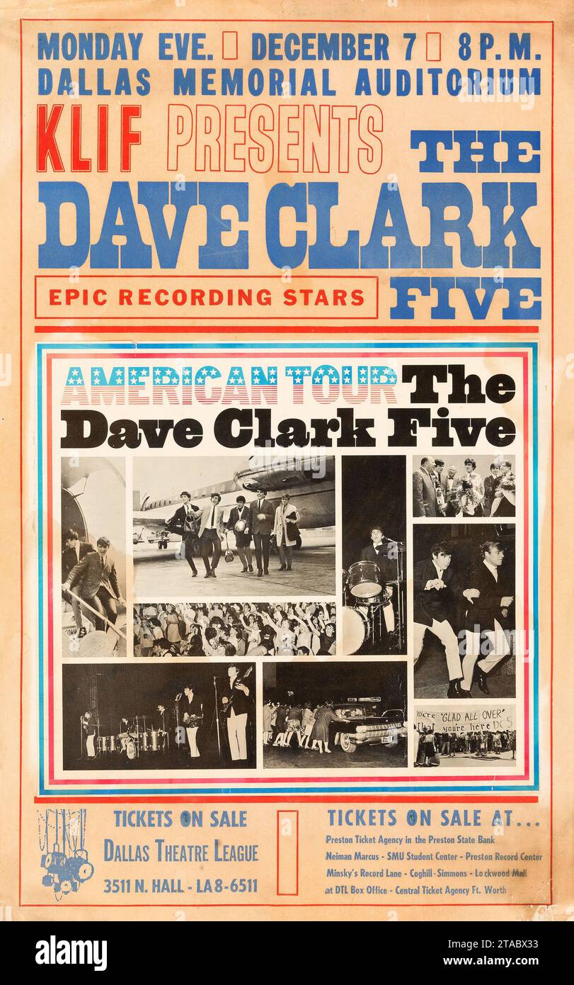 The Dave Clark Five Concert poster 1964 American Tour Foto Stock